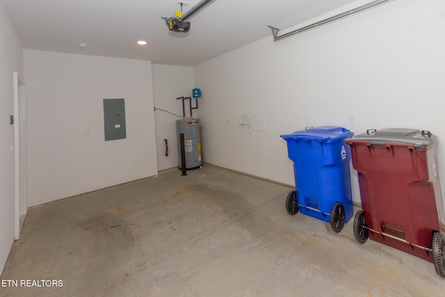 1334 Mountain Quail Cir, Maryville, TN 37801 - garage with electric panel, electric water heater, a garage door opener, and recessed lighting