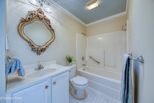 674 Applegate Ln Unit 32, Knoxville, TN 37934 - full bathroom with crown molding, toilet, vanity, bathtub / shower combination, and tile patterned floors