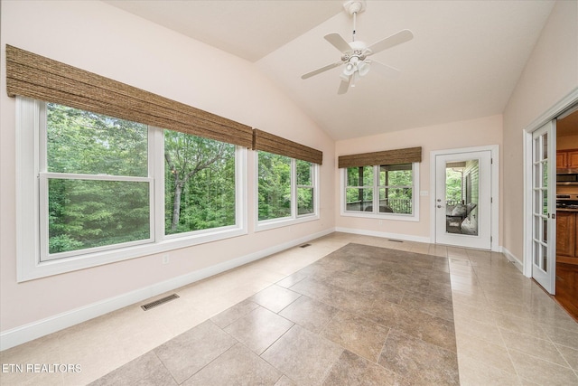 15 Chatham Ct, Fairfield Glade, TN 38558 - unfurnished sunroom featuring lofted ceiling and tile patterned flooring