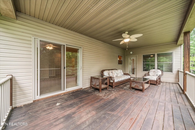 15 Chatham Ct, Fairfield Glade, TN 38558 - wooden deck with a ceiling fan and outdoor lounge area