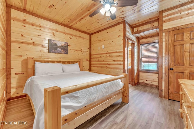 3708 Tilda Hilltop Way, Sevierville, TN 37862 - bedroom with wood walls, wood ceiling, and light wood-type flooring