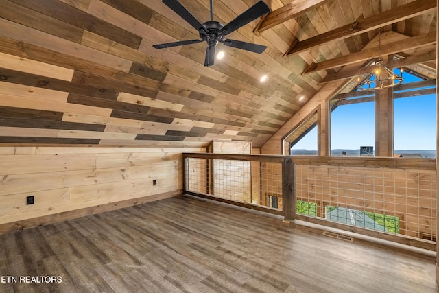 2251 Fox Berry Way, Sevierville, TN 37876 - bonus room featuring wood finished floors, wooden ceiling, wood walls, and ceiling fan
