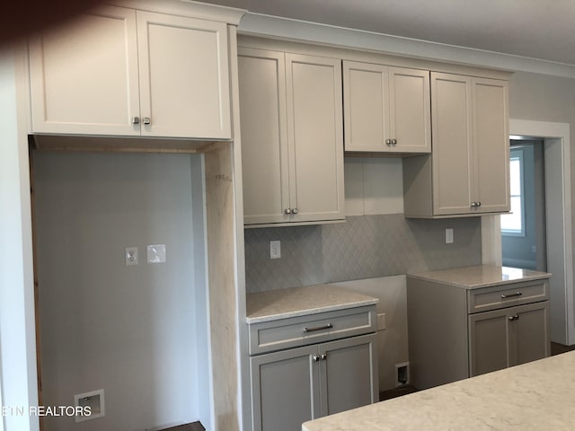 85 Royal Troon Cir, Oak Ridge, TN 37830 - kitchen with tasteful backsplash, light countertops, and gray cabinets