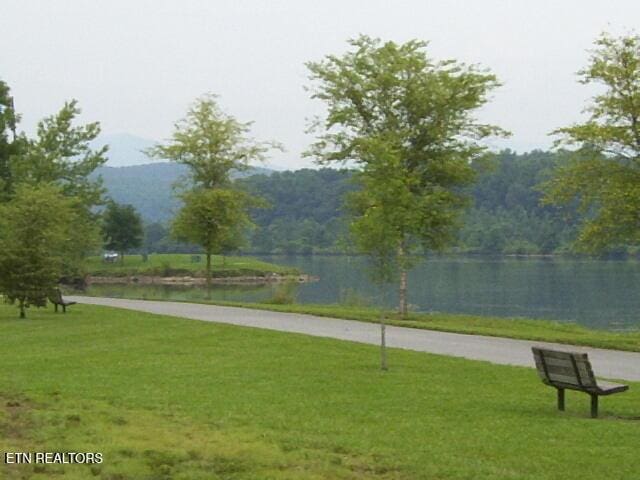 85 Royal Troon Cir, Oak Ridge, TN 37830 - surrounding community with a water and mountain view, a lawn, and a wooded view