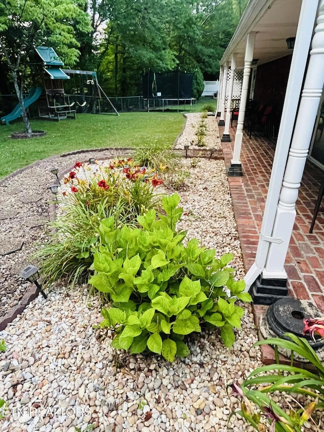 242 Adams Ln, Jellico, TN 37762 - view of yard featuring a trampoline and a playground