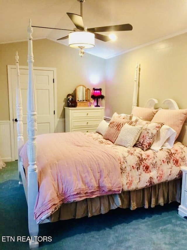 242 Adams Ln, Jellico, TN 37762 - bedroom with carpet flooring, ceiling fan, and lofted ceiling