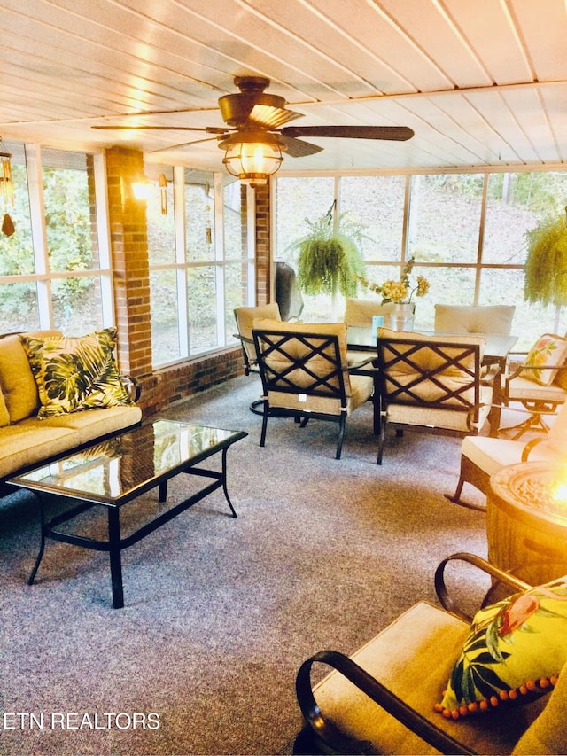 242 Adams Ln, Jellico, TN 37762 - sunroom / solarium featuring carpet floors and wood ceiling