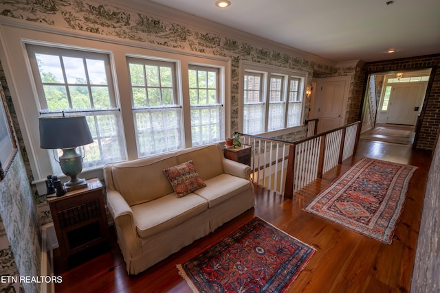 2590 Day Rd, Strawberry Plains, TN 37871 - living room featuring healthy amount of natural light, wood finished floors, and wallpapered walls