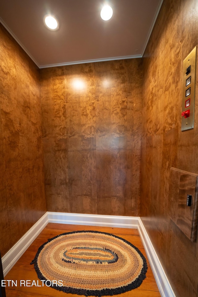 2590 Day Rd, Strawberry Plains, TN 37871 - elevator featuring wood finished floors, ornamental molding, and recessed lighting