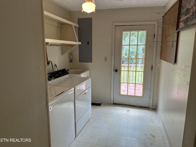 165 Bud Hatmaker Ln, Lafollette, TN 37766 - laundry area featuring electric panel and separate washer and dryer