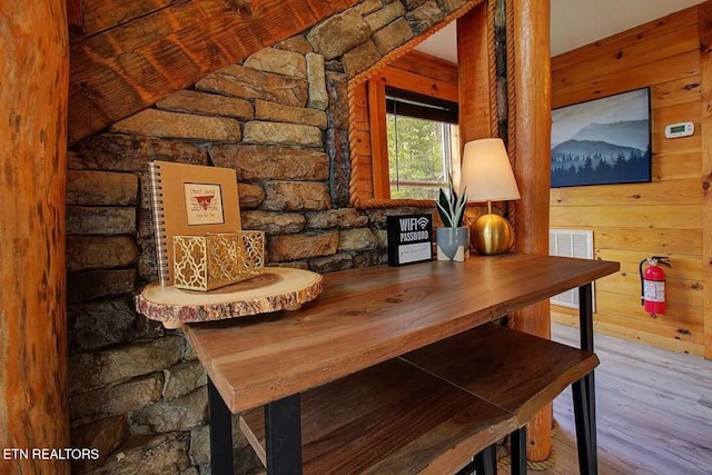 920 Falcon View Way, Sevierville, TN 37862 - dining area with wood finished floors and wooden walls