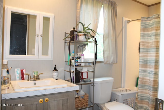 831 Fritzsche, Jamestown, TN 38556 - bathroom with vanity, toilet, and curtained shower