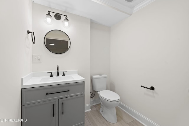2504 Larkwood Ln, Knoxville, TN 37921 - bathroom featuring vanity, wood finished floors, and crown molding