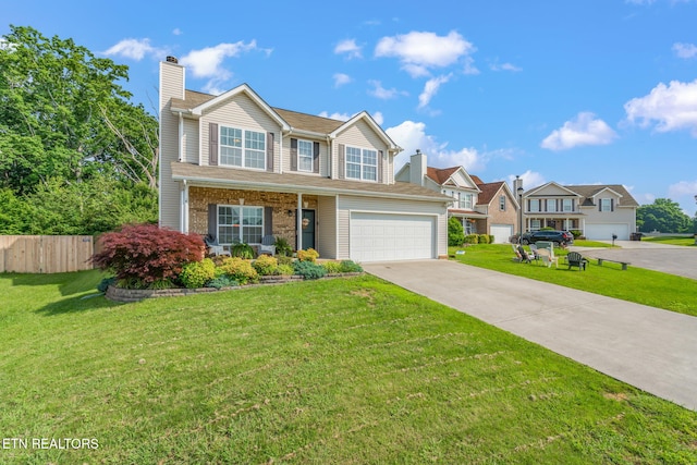 8431 Vessel Ln, Powell, TN 37849 - traditional-style house with a chimney, driveway, and brick siding