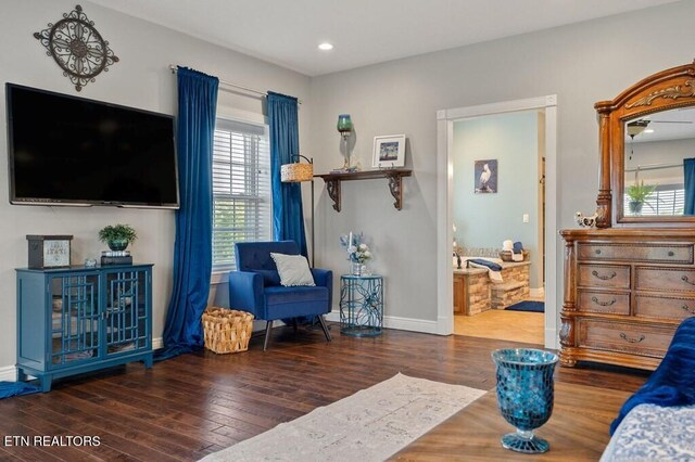 3292 Moss Arcott Rd, Celina, TN 38551 - bedroom with wood finished floors, baseboards, recessed lighting, and ensuite bath
