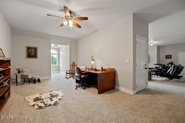 3292 Moss Arcott Rd, Celina, TN 38551 - carpeted office space with a ceiling fan and baseboards