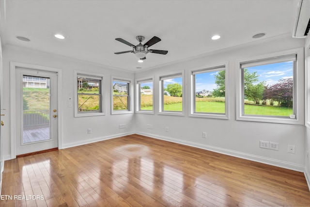 140 Chuniloti Way, Loudon, TN 37774 - unfurnished room with ornamental molding, ceiling fan, light wood-style floors, and recessed lighting