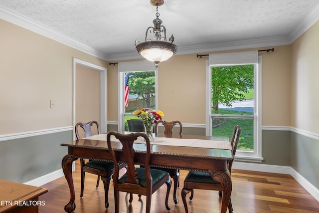 1312 Zachary Taylor Rd, Knoxville, TN 37922 - dining room featuring healthy amount of natural light, a textured ceiling, wood finished floors, and crown molding