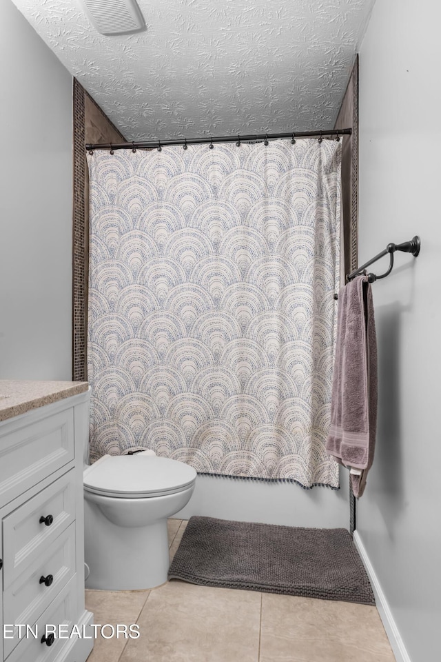 1312 Zachary Taylor Rd, Knoxville, TN 37922 - full bath featuring vanity, a textured ceiling, a shower with curtain, and tile patterned flooring