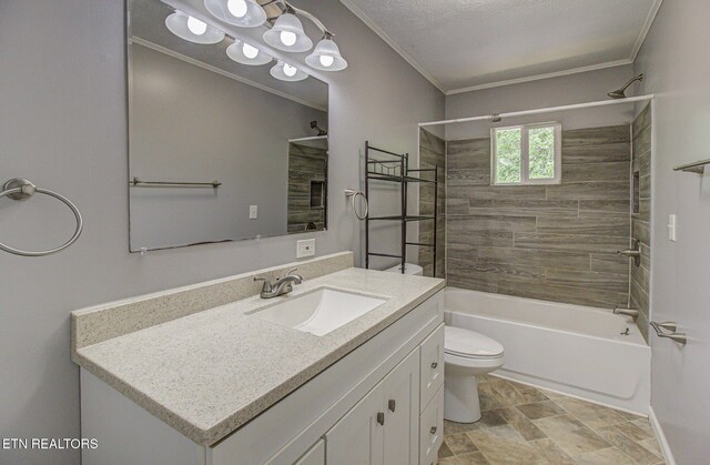 775 Middle Creek Rd, Cosby, TN 37722 - full bath featuring vanity, washtub / shower combination, ornamental molding, and stone finish floors