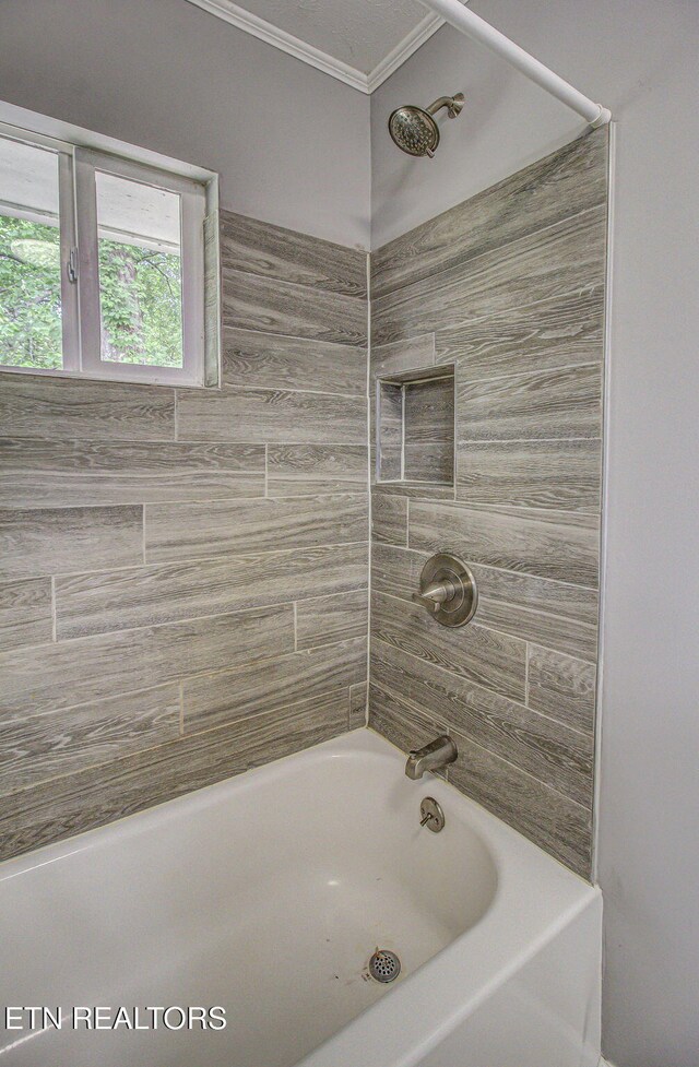 775 Middle Creek Rd, Cosby, TN 37722 - bathroom with crown molding and bathing tub / shower combination