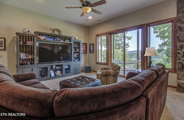 226 Mountain Crest Dr, Lafollette, TN 37766 - living area with carpet floors and a ceiling fan