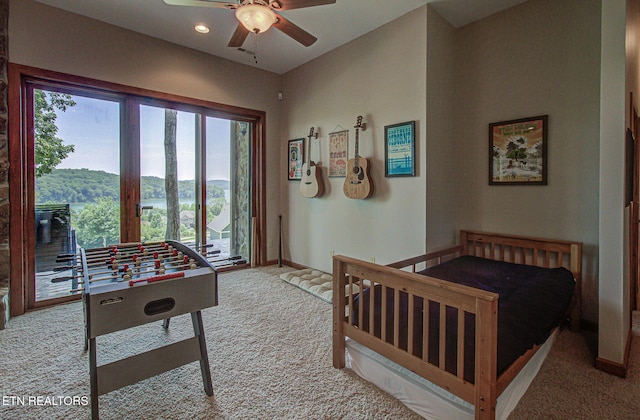 226 Mountain Crest Dr, Lafollette, TN 37766 - carpeted bedroom featuring access to exterior and recessed lighting
