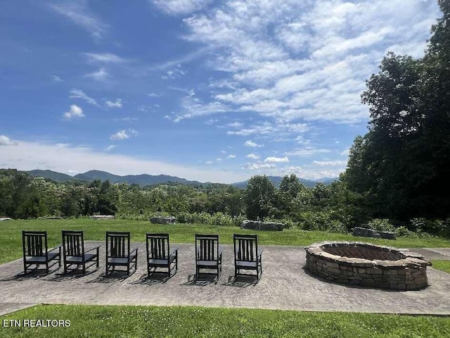 326 Shooting Star Loop Unit 201, Townsend, TN 37882 - view of patio with a fire pit and a mountain view