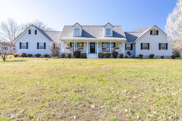 361 River Dr, Dunlap, TN 37327 - view of front of house with covered porch, a metal roof, and a front yard