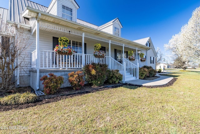 361 River Dr, Dunlap, TN 37327 - view of front of property featuring a metal roof, a porch, and a front yard