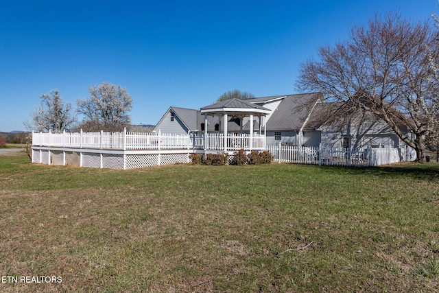 361 River Dr, Dunlap, TN 37327 - rear view of house with a gazebo, a metal roof, and a deck
