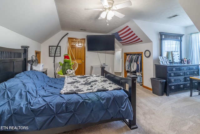 361 River Dr, Dunlap, TN 37327 - bedroom with carpet floors, vaulted ceiling, and ceiling fan