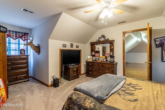 361 River Dr, Dunlap, TN 37327 - carpeted bedroom with vaulted ceiling and a ceiling fan