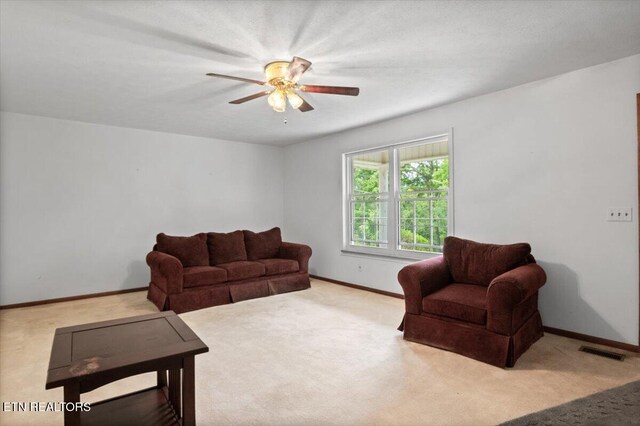 220 Lillywood Dr, Lafollette, TN 37766 - carpeted living room with ceiling fan and baseboards