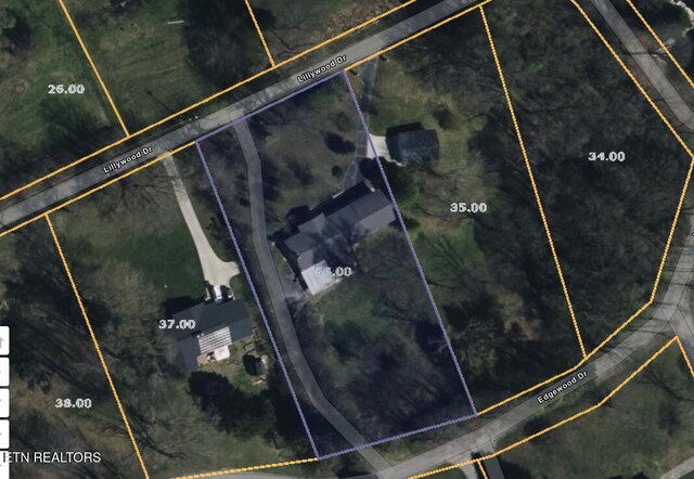220 Lillywood Dr, Lafollette, TN 37766 - aerial overview of property's location featuring property parcel outlined