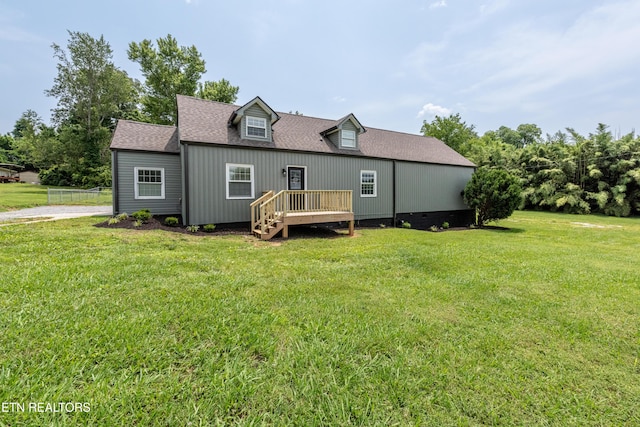 957 W Hunt Rd, Alcoa, TN 37701 - back of house with a yard, a deck, roof with shingles, and crawl space