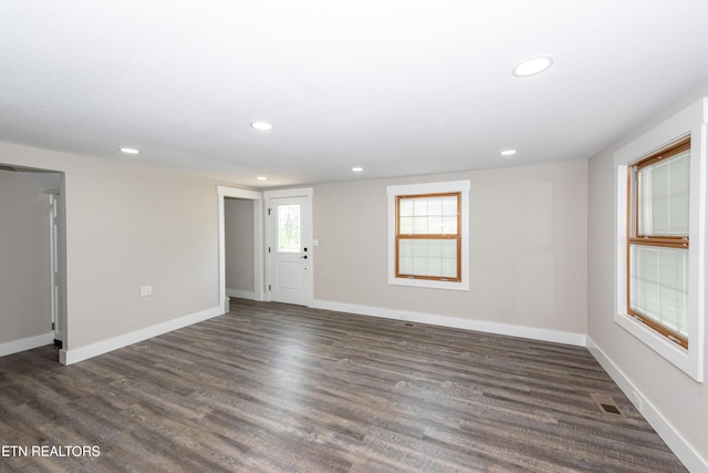957 W Hunt Rd, Alcoa, TN 37701 - spare room featuring recessed lighting and dark wood-type flooring