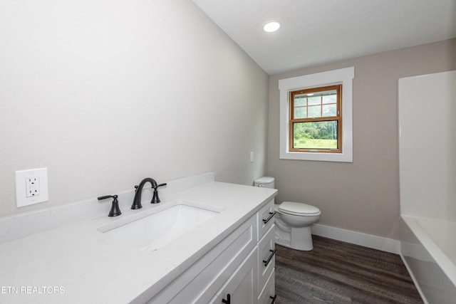 957 W Hunt Rd, Alcoa, TN 37701 - full bathroom featuring vanity, a bathtub, wood finished floors, recessed lighting, and a shower