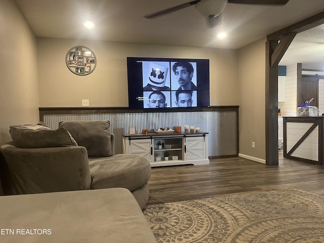 203 Baker Cir, Maynardville, TN 37807 - living area featuring wood finished floors and a ceiling fan