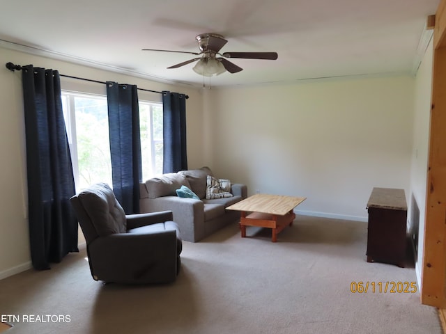 110 Dale Rd, Oakdale, TN 37829 - carpeted living room with ceiling fan and baseboards