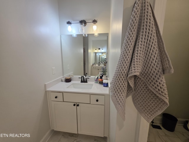 6312 Knightsboro Rd, Knoxville, TN 37912 - bathroom with marble look tile flooring and vanity