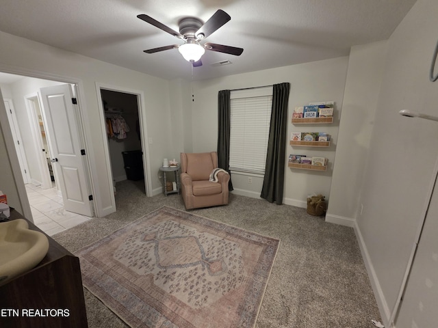 6312 Knightsboro Rd, Knoxville, TN 37912 - living area with a ceiling fan and carpet floors