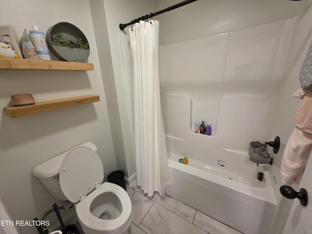 6312 Knightsboro Rd, Knoxville, TN 37912 - full bathroom with shower / bath combo with shower curtain and marble finish floors