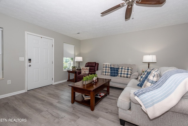 2544 Bay Meadows Way, Sevierville, TN 37876 - living area with light wood finished floors, ceiling fan, and a textured ceiling