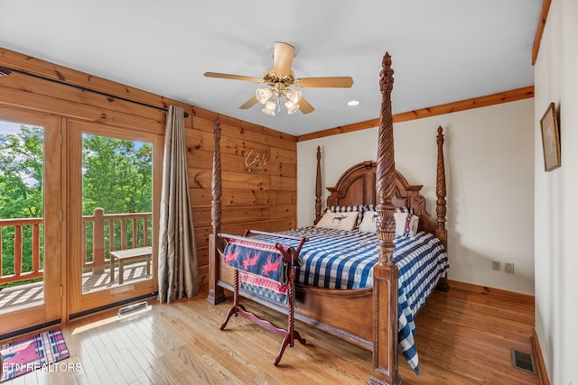 152 Eagle Crst, Tazewell, TN 37879 - bedroom with access to outside, wood-type flooring, recessed lighting, and ceiling fan