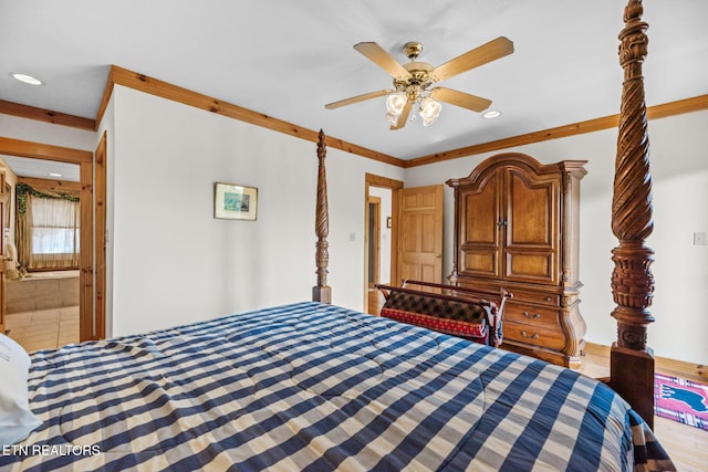 152 Eagle Crst, Tazewell, TN 37879 - bedroom featuring recessed lighting, crown molding, wood finished floors, and ceiling fan