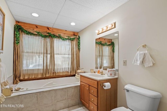152 Eagle Crst, Tazewell, TN 37879 - bathroom featuring vanity, tiled bath, tile patterned flooring, and recessed lighting