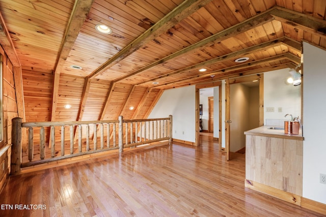 152 Eagle Crst, Tazewell, TN 37879 - additional living space featuring light wood finished floors, wooden ceiling, and vaulted ceiling