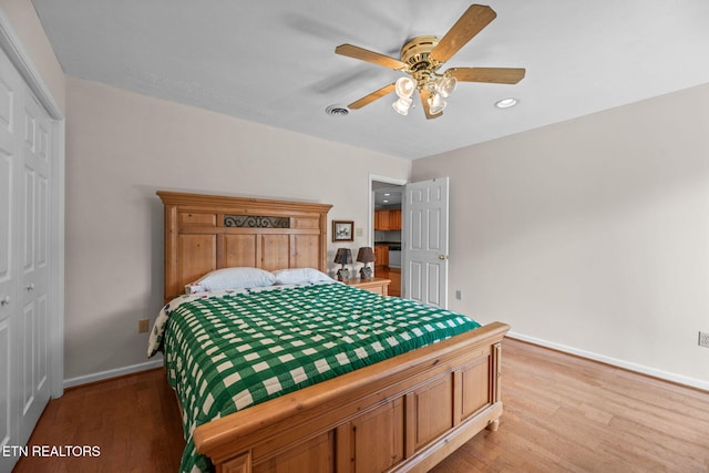 152 Eagle Crst, Tazewell, TN 37879 - bedroom featuring wood finished floors, a closet, recessed lighting, and ceiling fan