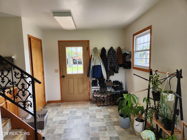 1865 Campground Rd, Clarkrange, TN 38553 - foyer with stairway and stone finish floors